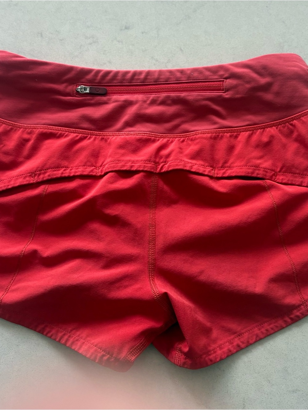 lululemon athletica High-Waist Red Athletic Shorts with Rear Zip